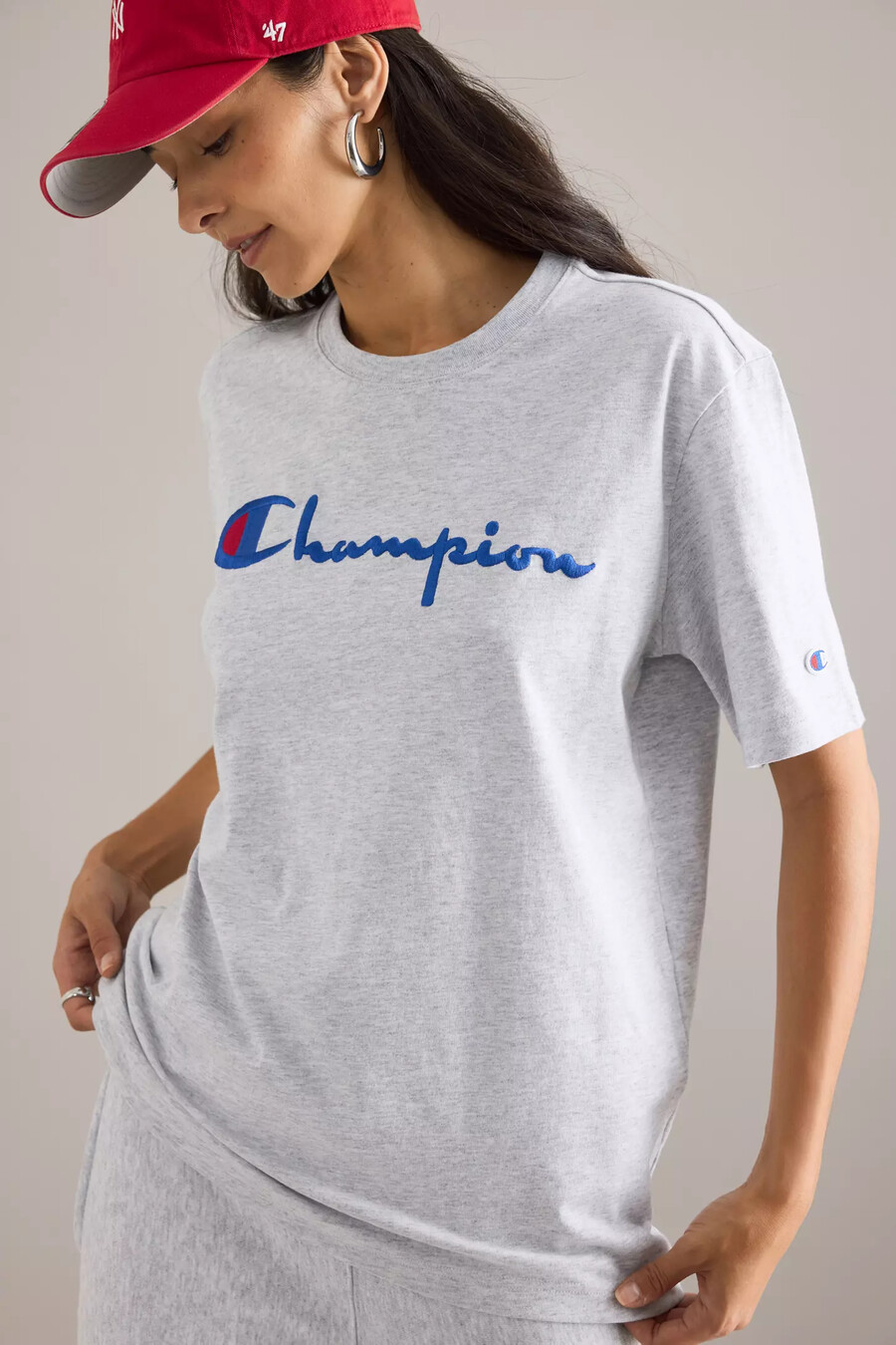 maglietta con logo ricamato champion