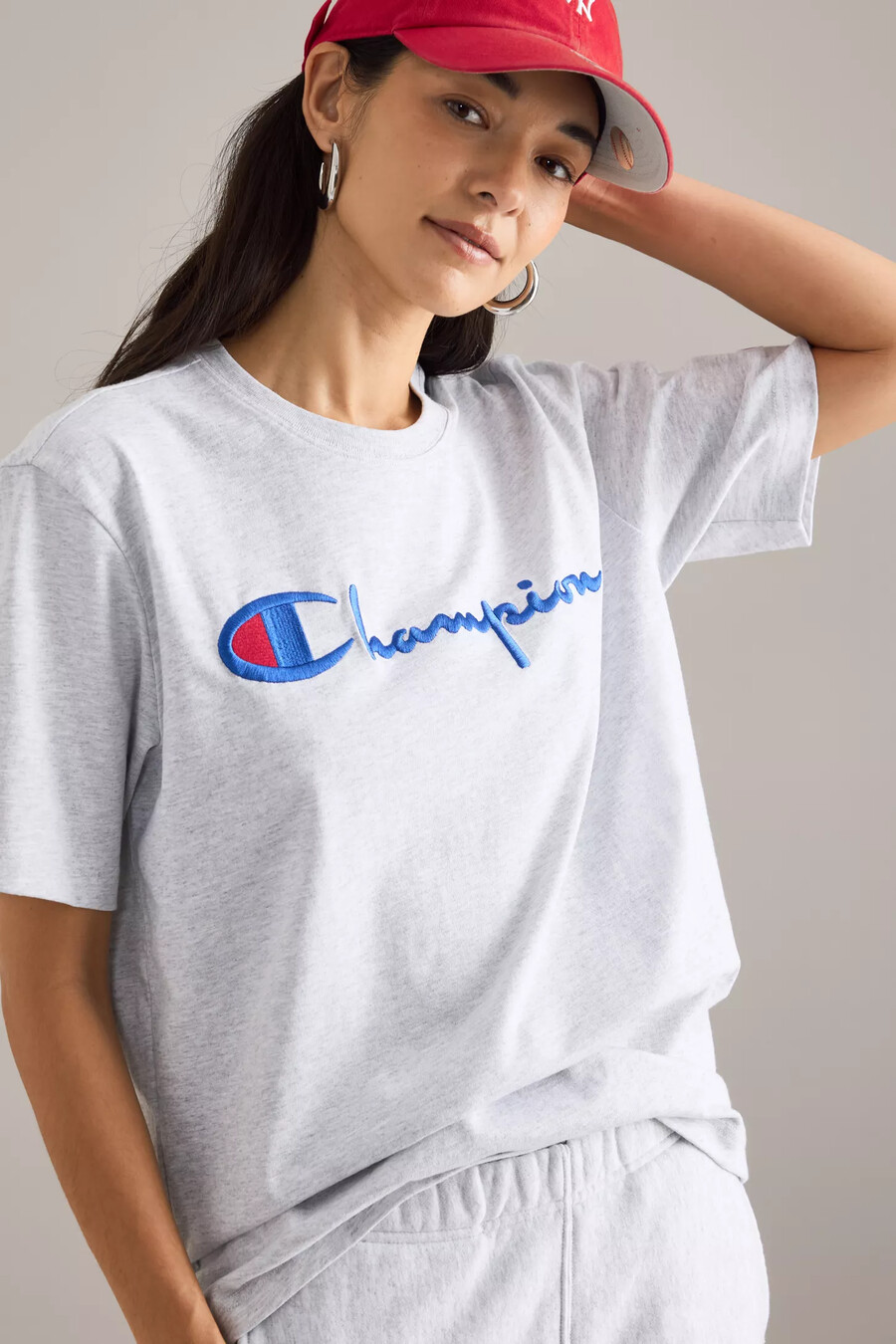 maglietta con logo ricamato champion