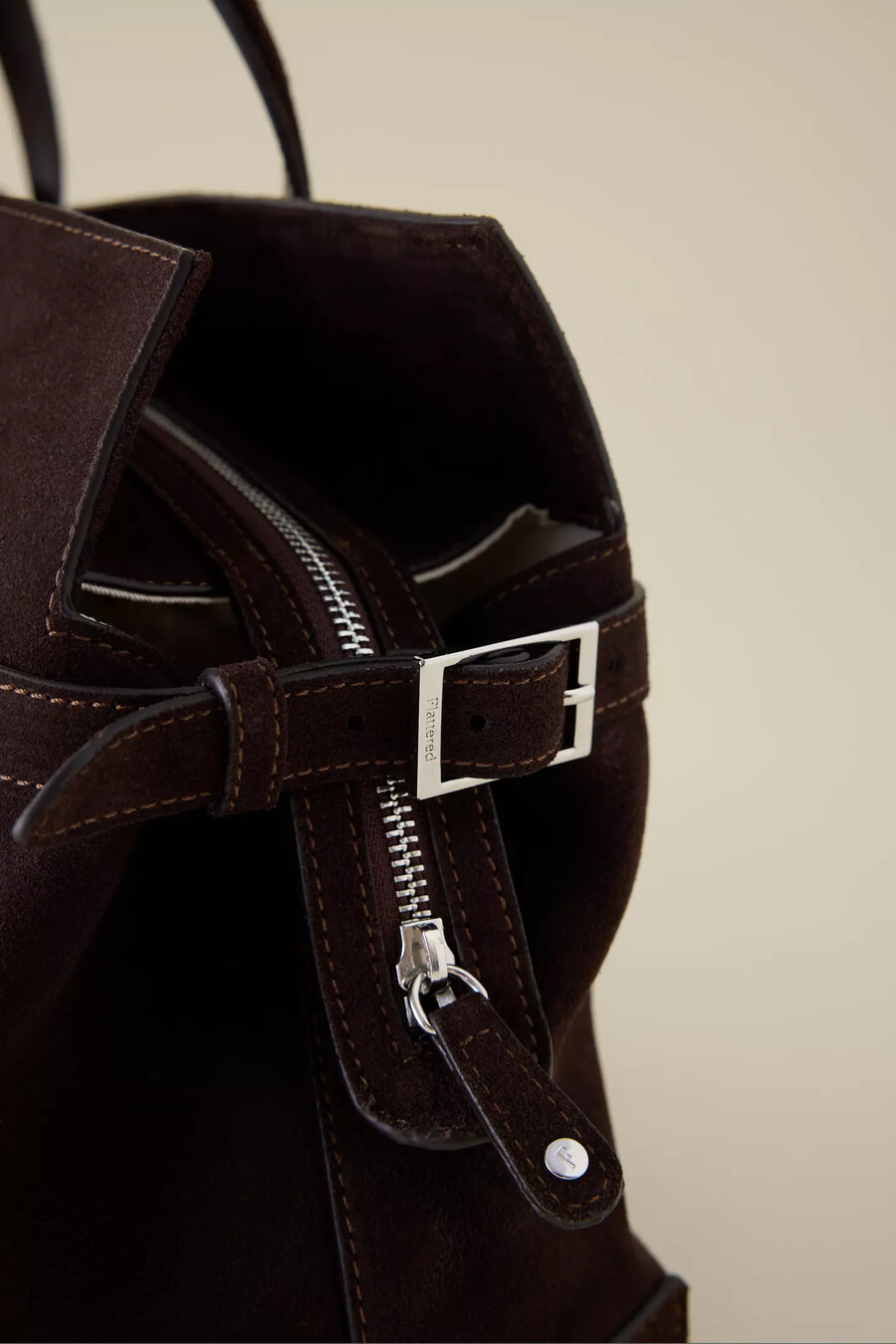 borsa a secchiello in pelle scamosciata lisa di flattered