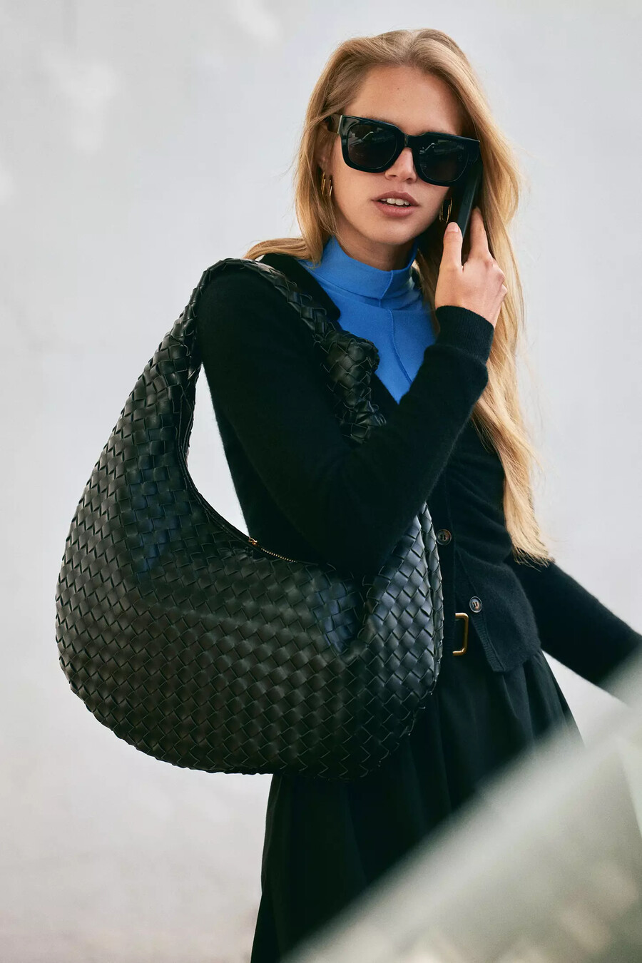 borsa a tracolla brigitte in similpelle intrecciata di melie bianco edizione oversize