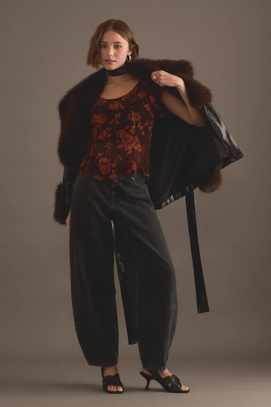 kitri clementina top con stampa autunnale di rose