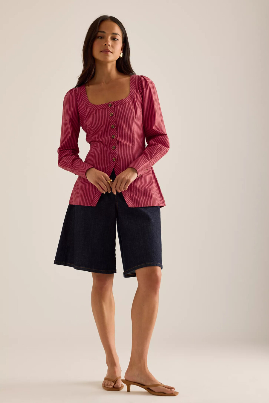 camicetta con scollo quadrato clare damson madder