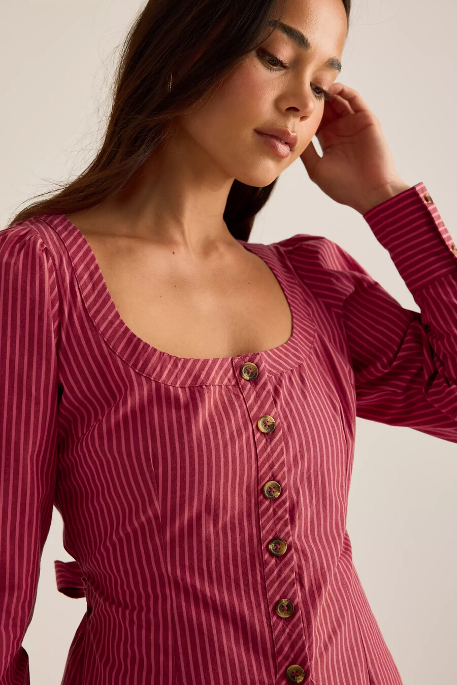 camicetta con scollo quadrato clare damson madder