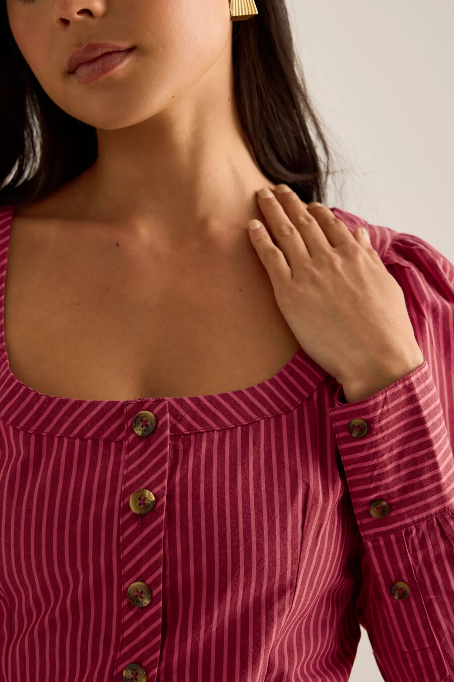 camicetta con scollo quadrato clare damson madder