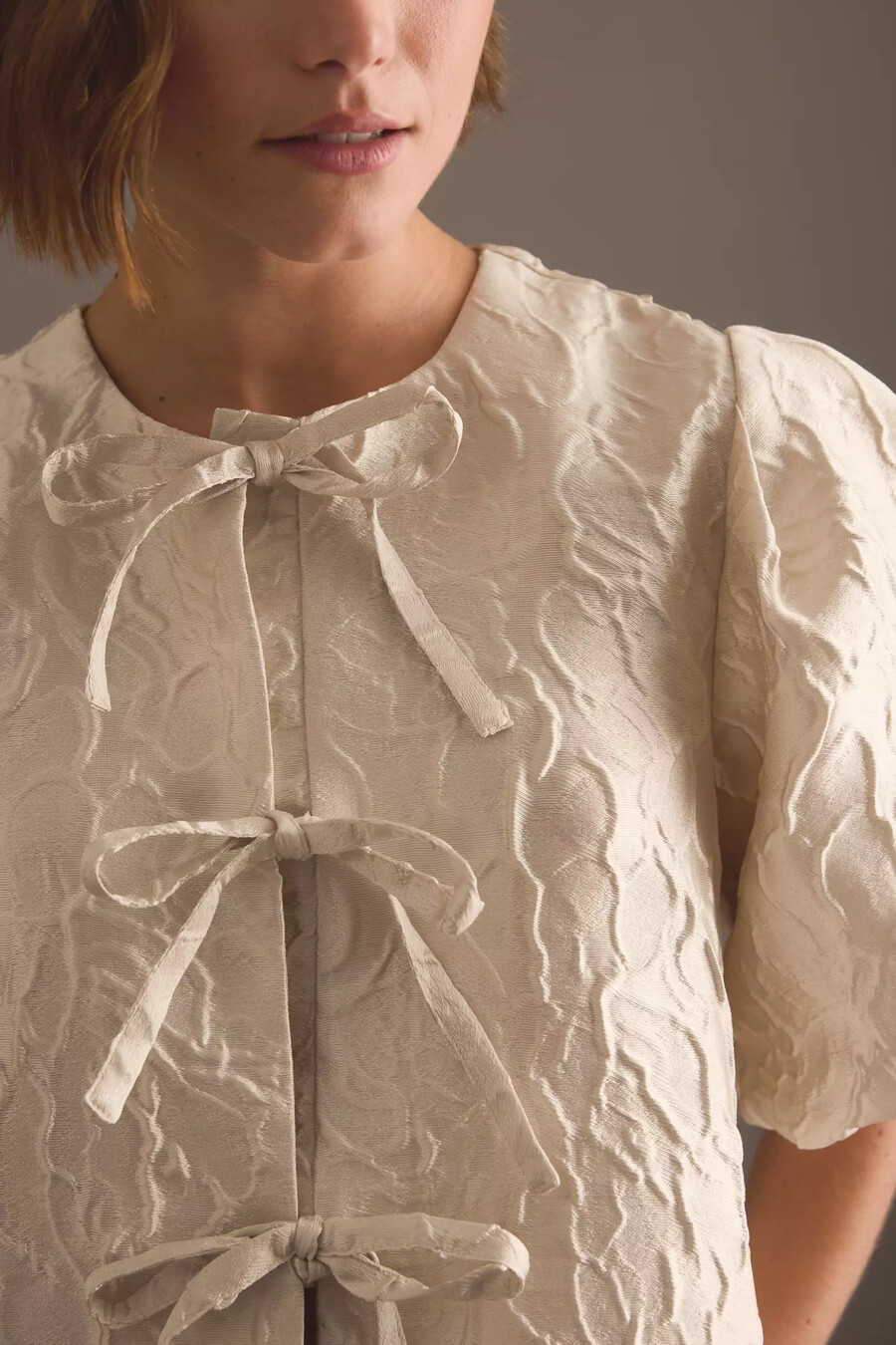 blusa con maniche a sbuffo in jacquard maeve