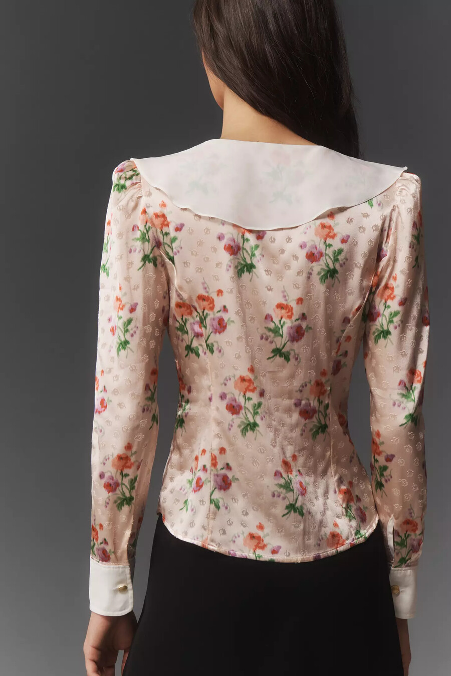 blusa a maniche lunghe con volant sul davanti maeve