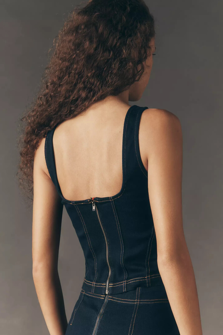 canotta slim in denim corto pilcro