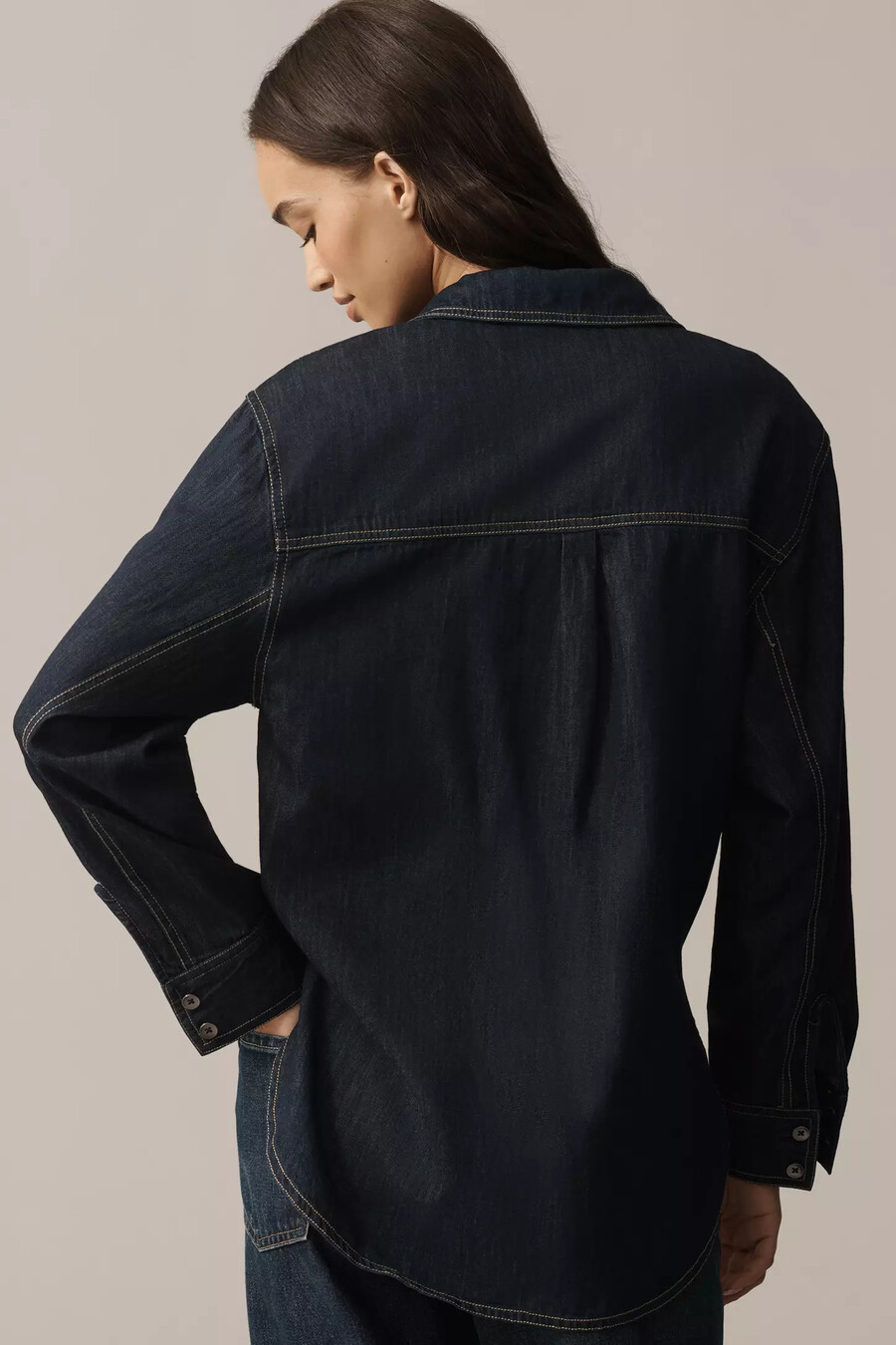 tunica abbottonata con volant in denim pilcro