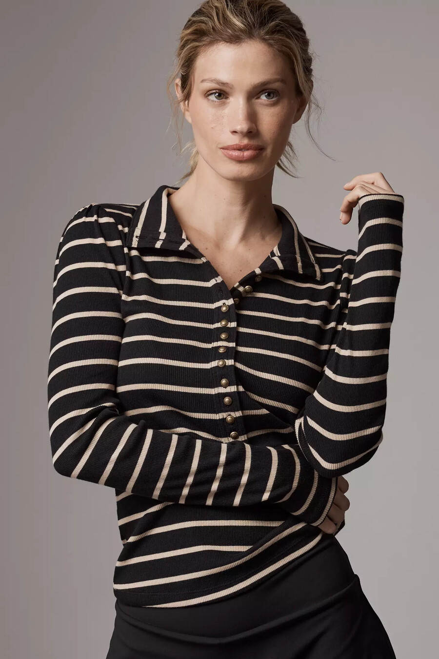 maglia a maniche lunghe con bottoni pilcro slim