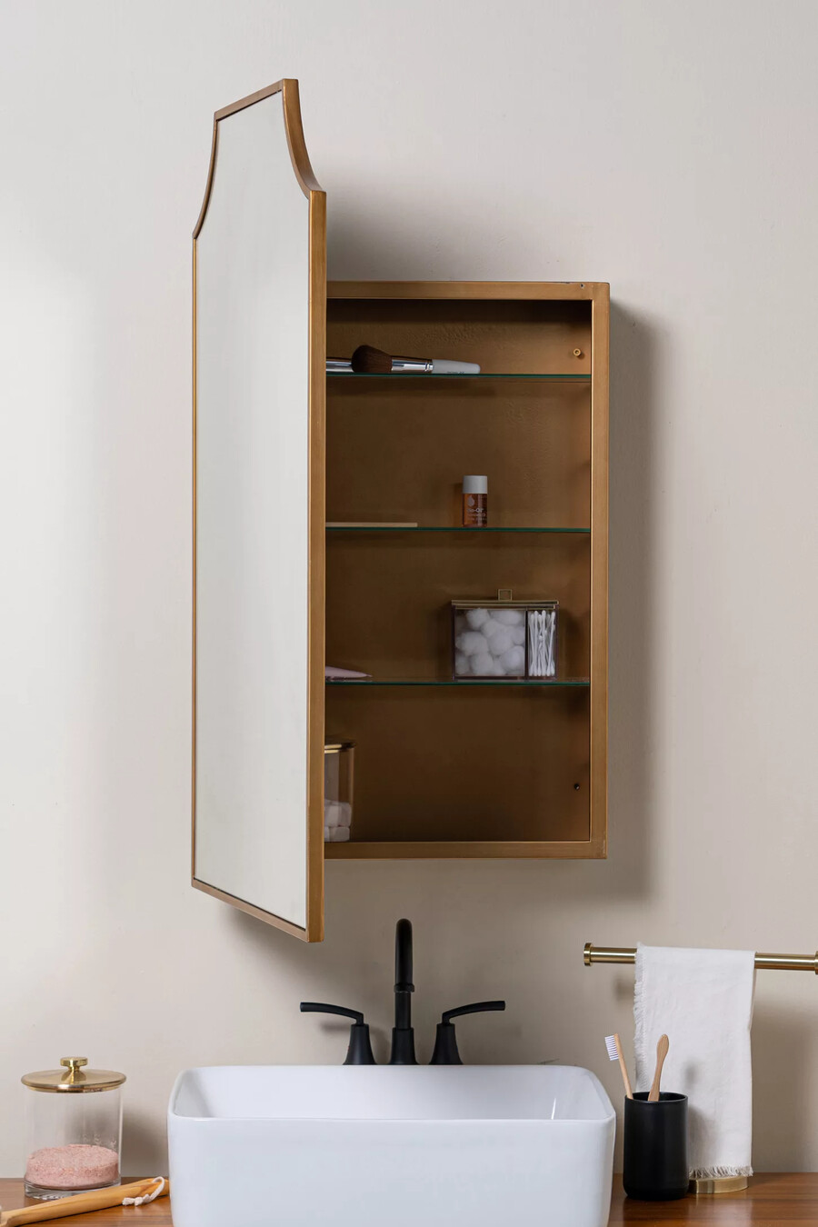 mobiletto da bagno a muro in metallo specchiato simone