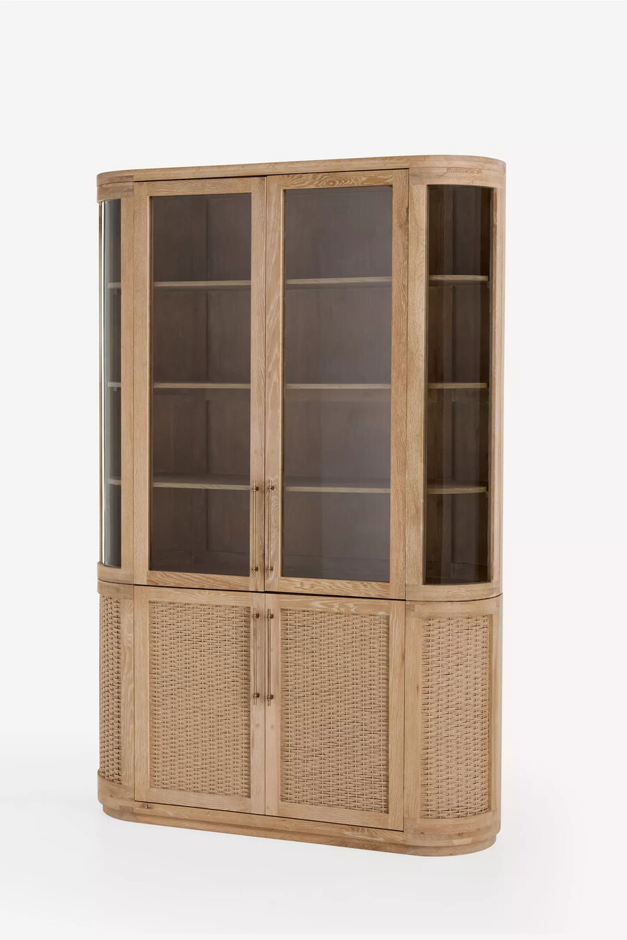 credenza in vetro e legno sienna