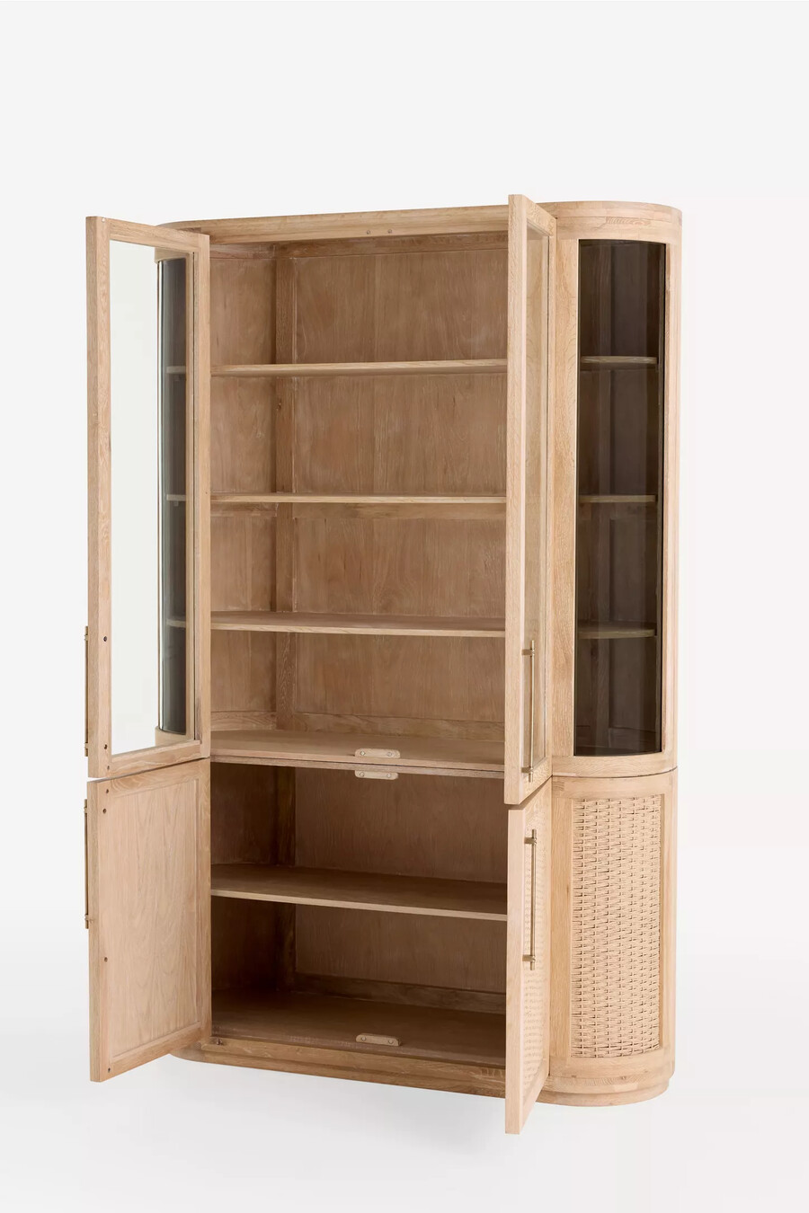 credenza in vetro e legno sienna