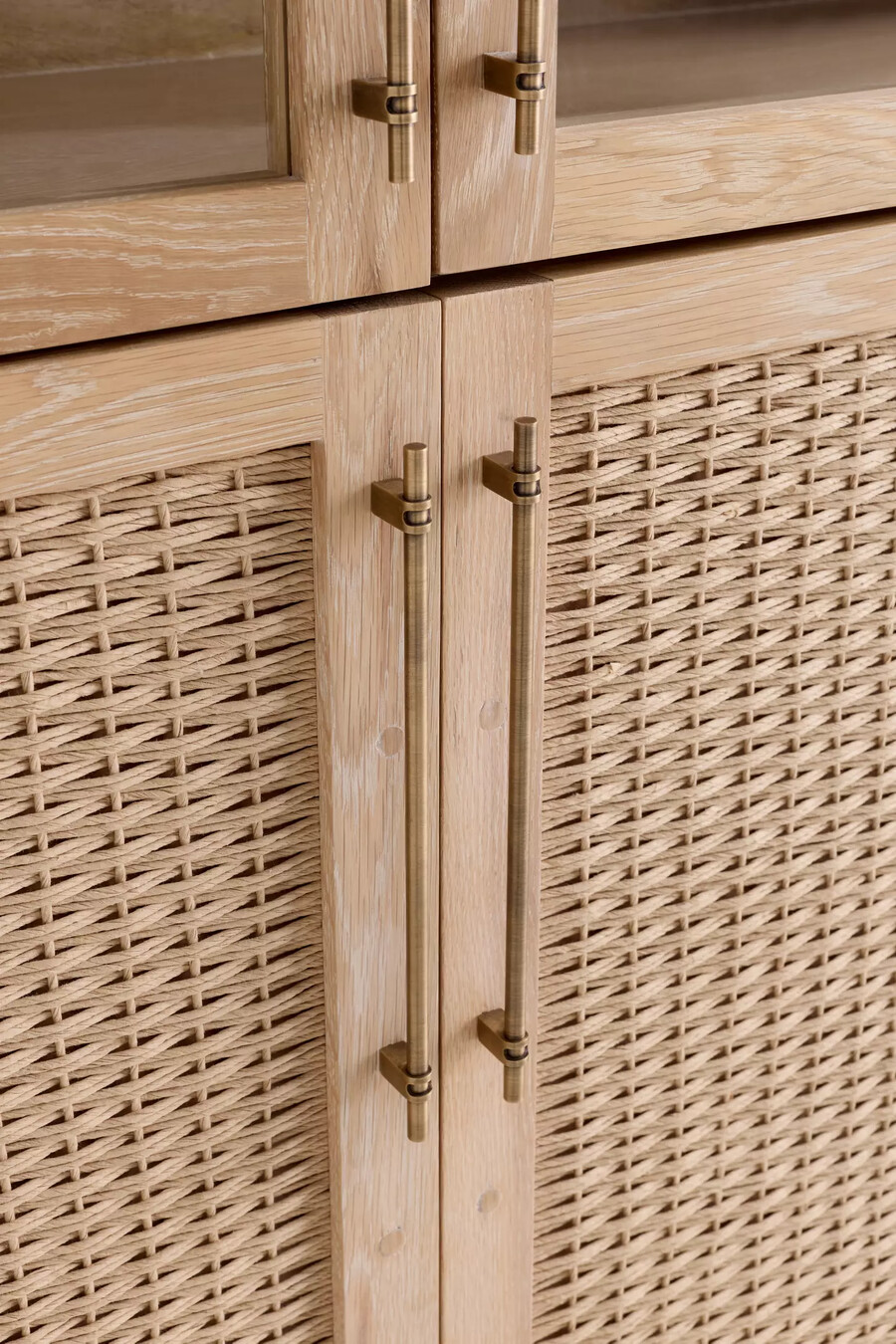 credenza in vetro e legno sienna