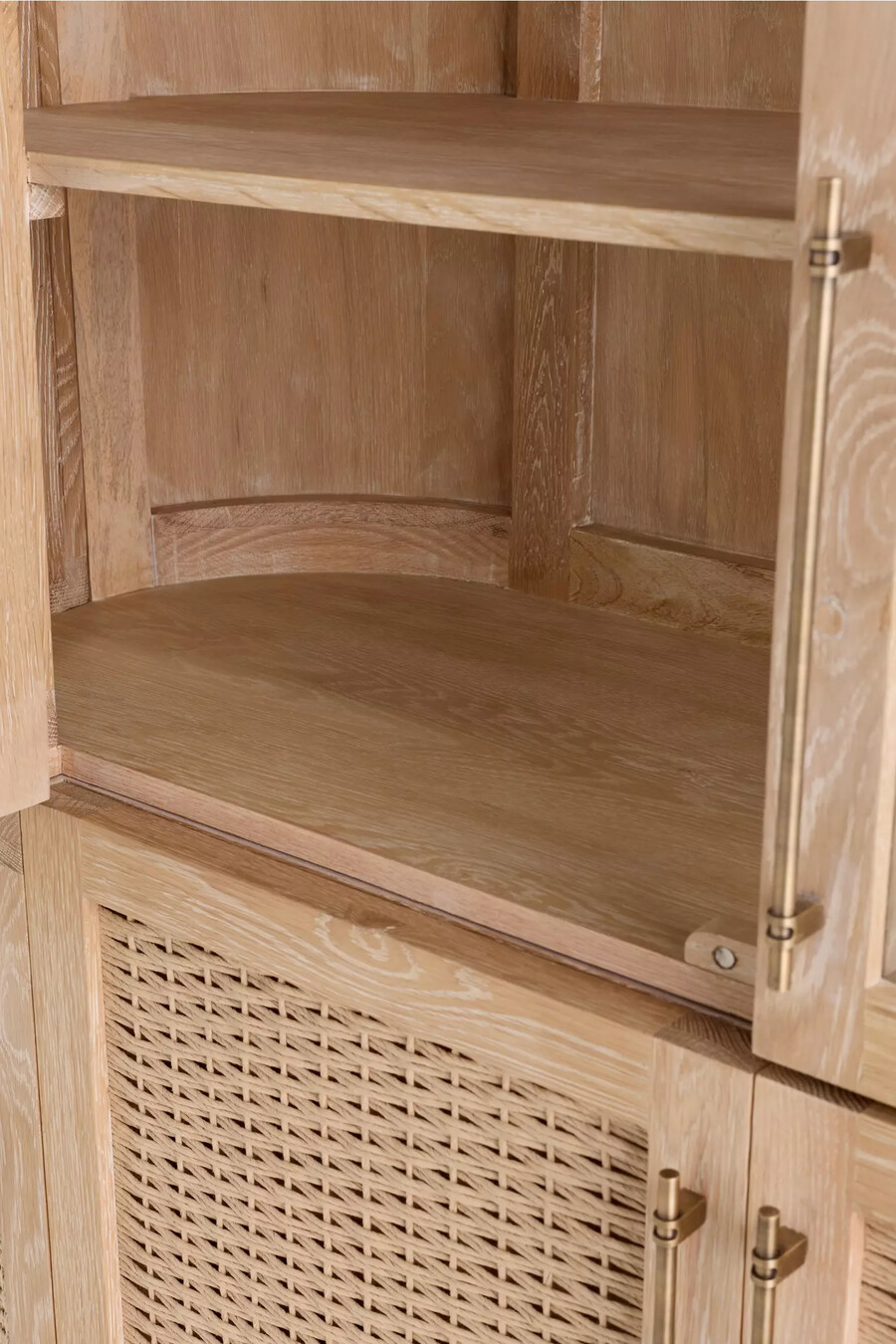 credenza in vetro e legno sienna