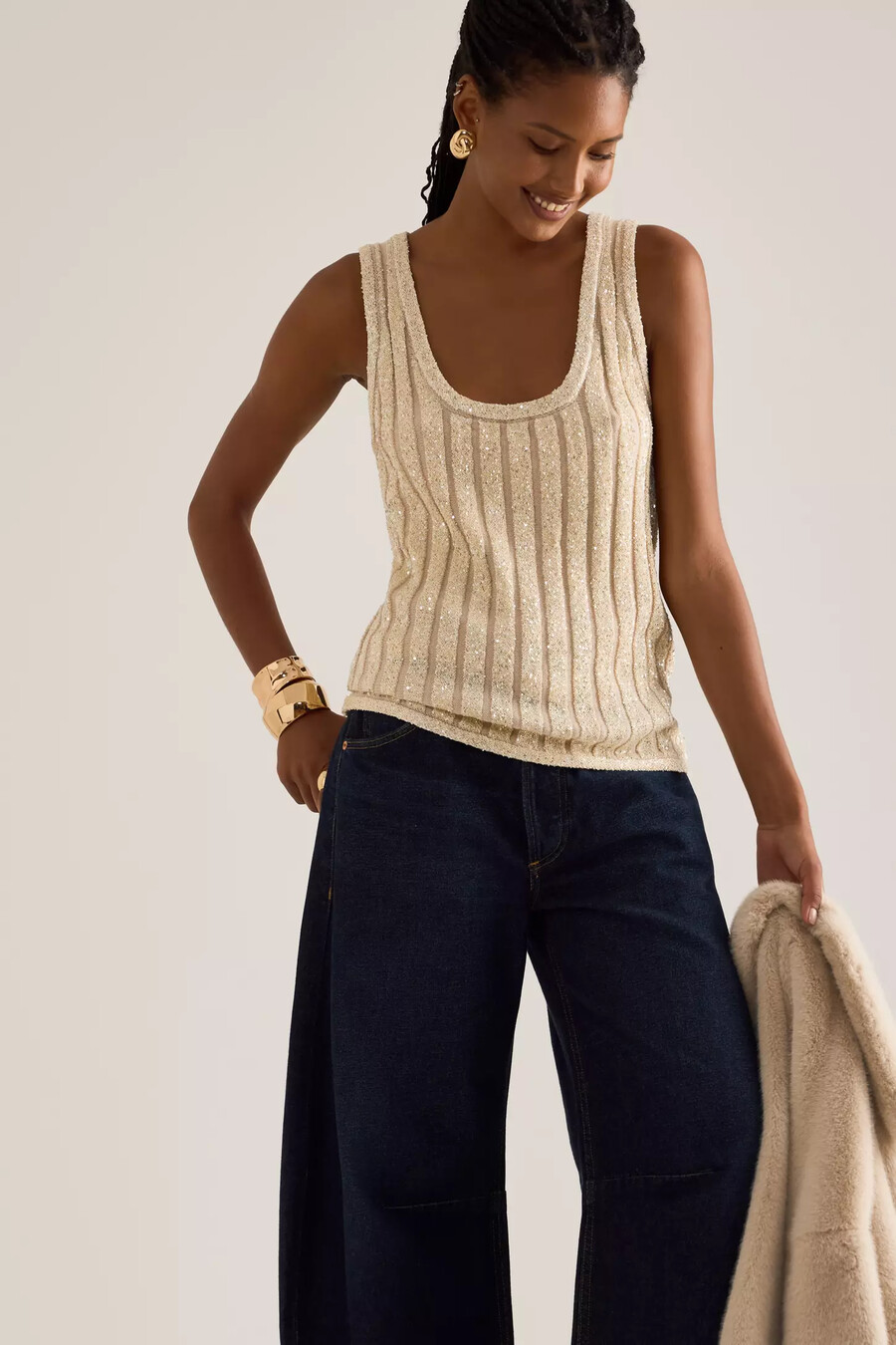canotta con scollo a v e paillettes di anthropologie
