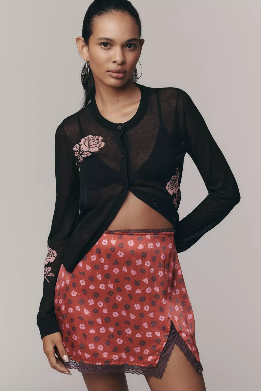 cardigan floreale semitrasparente maeve