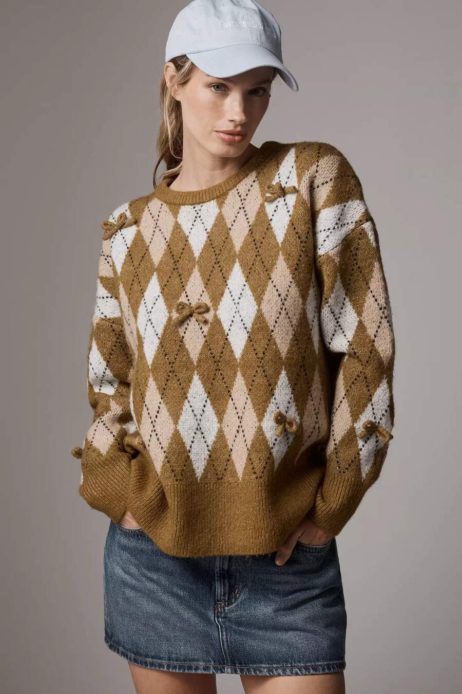 maglione girocollo con fiocco 3d argyle maeve