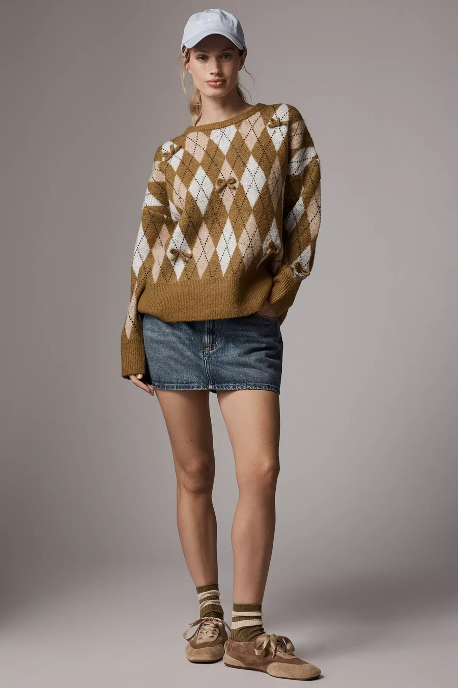 maglione girocollo con fiocco 3d argyle maeve