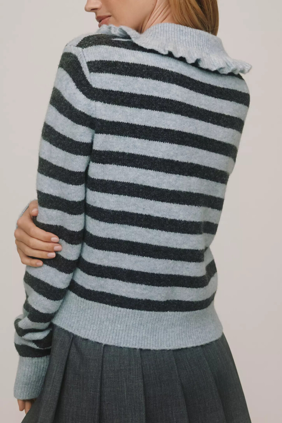 cardigan con colletto a balze ainsley di self contrast