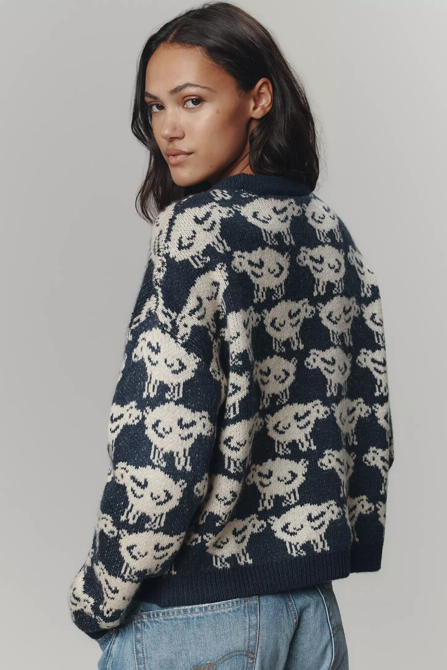 maglione girocollo con motivo a pecora maeve