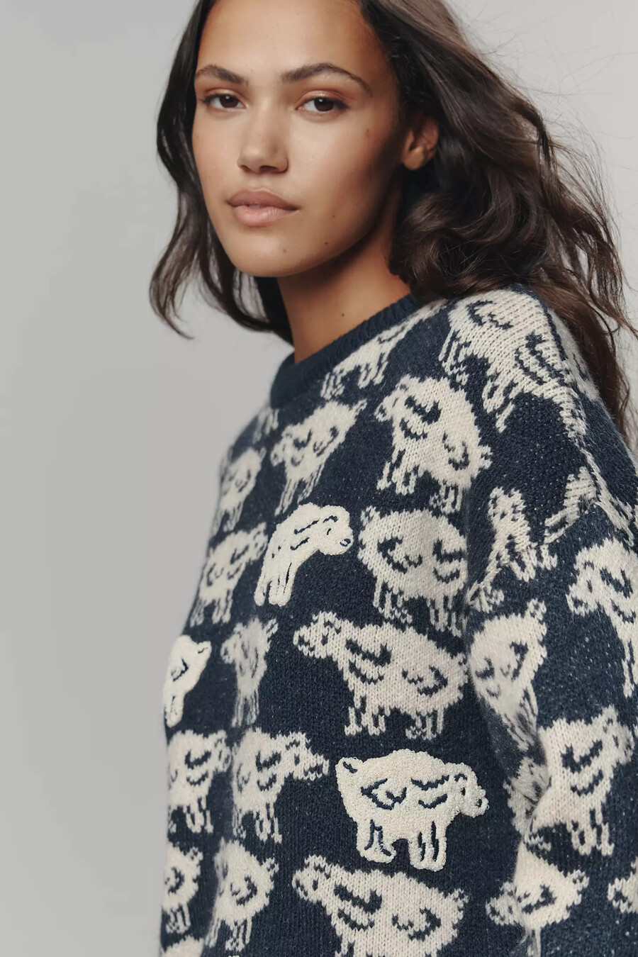 maglione girocollo con motivo a pecora maeve