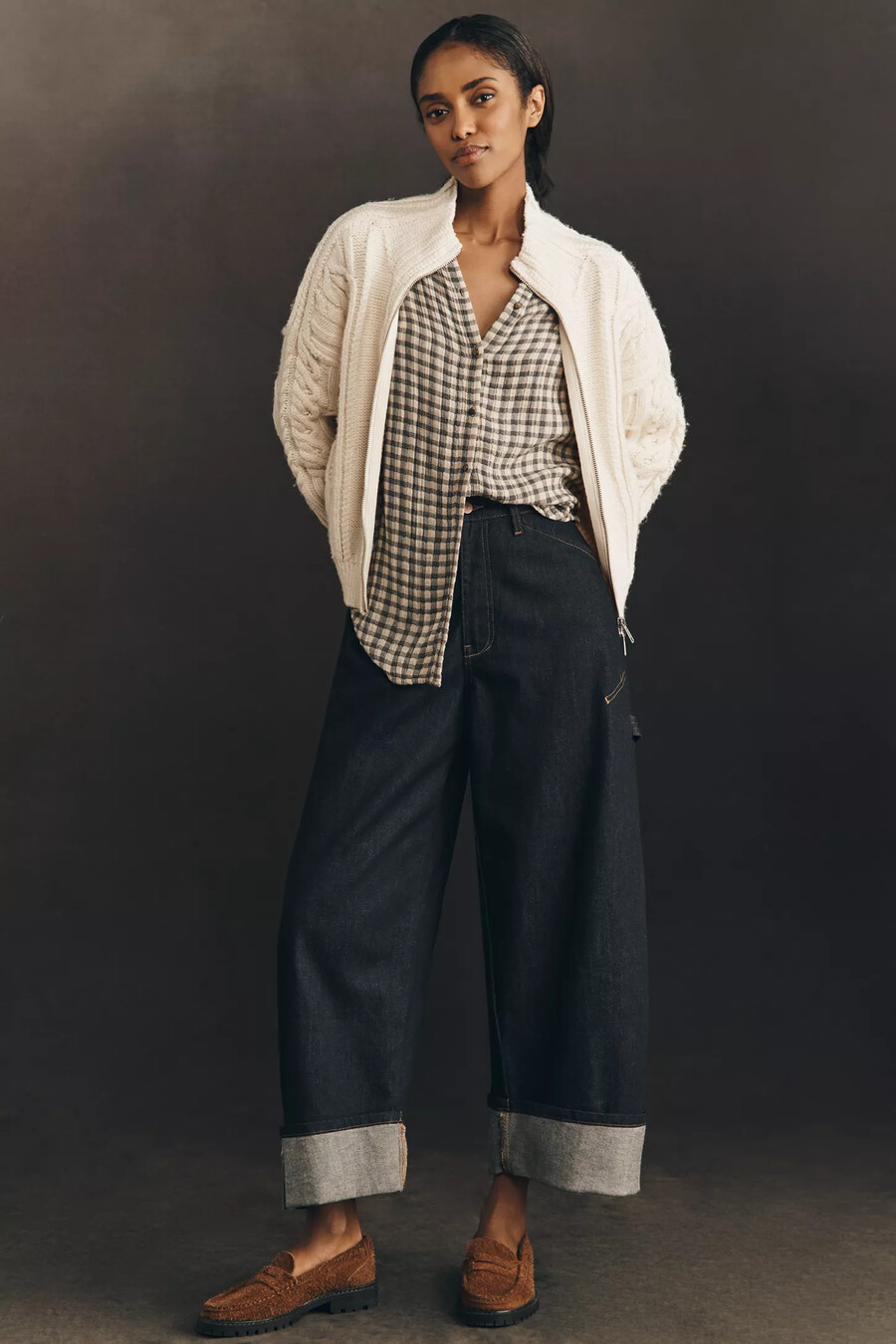 maglione a trecce con colletto pilcro