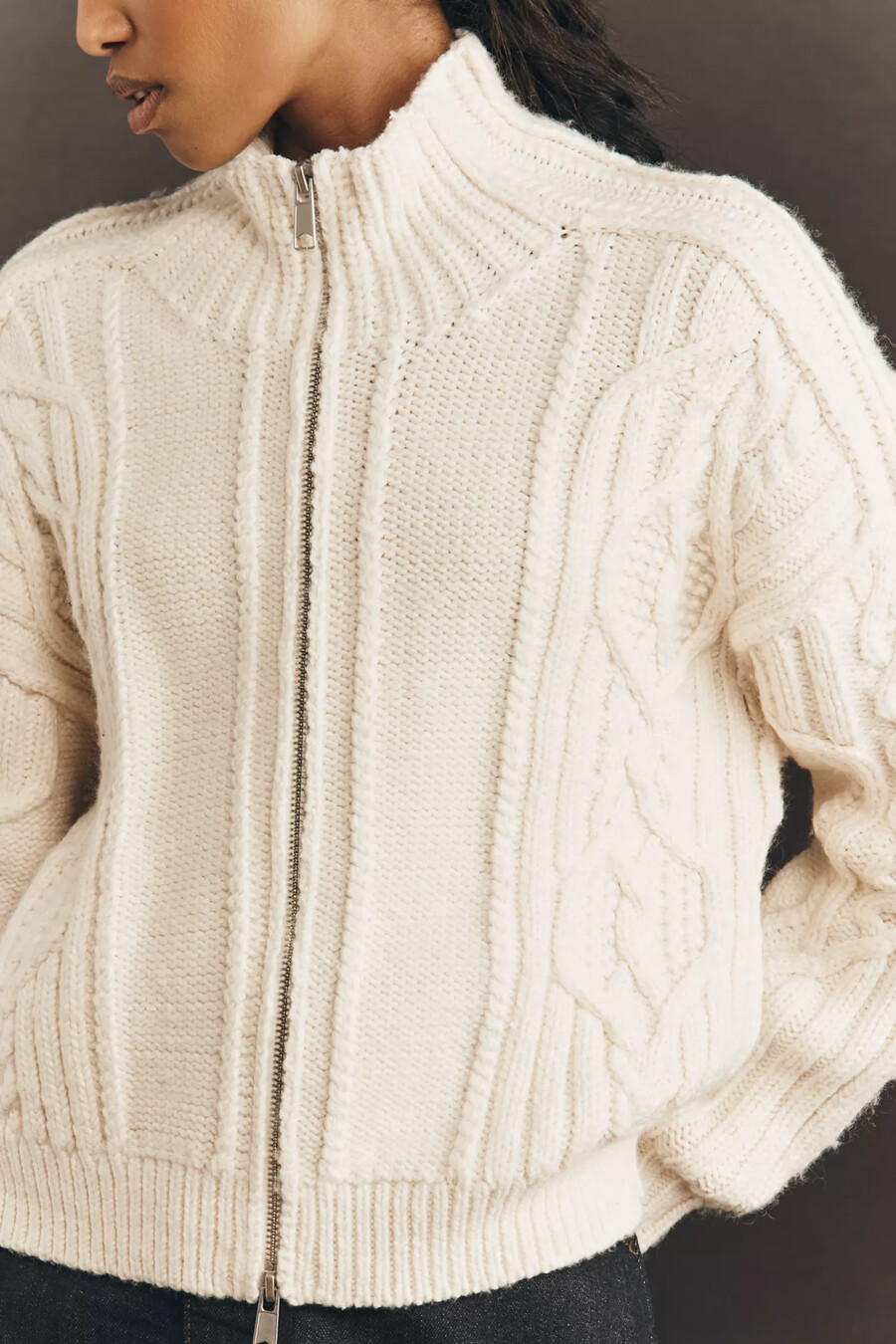 maglione a trecce con colletto pilcro