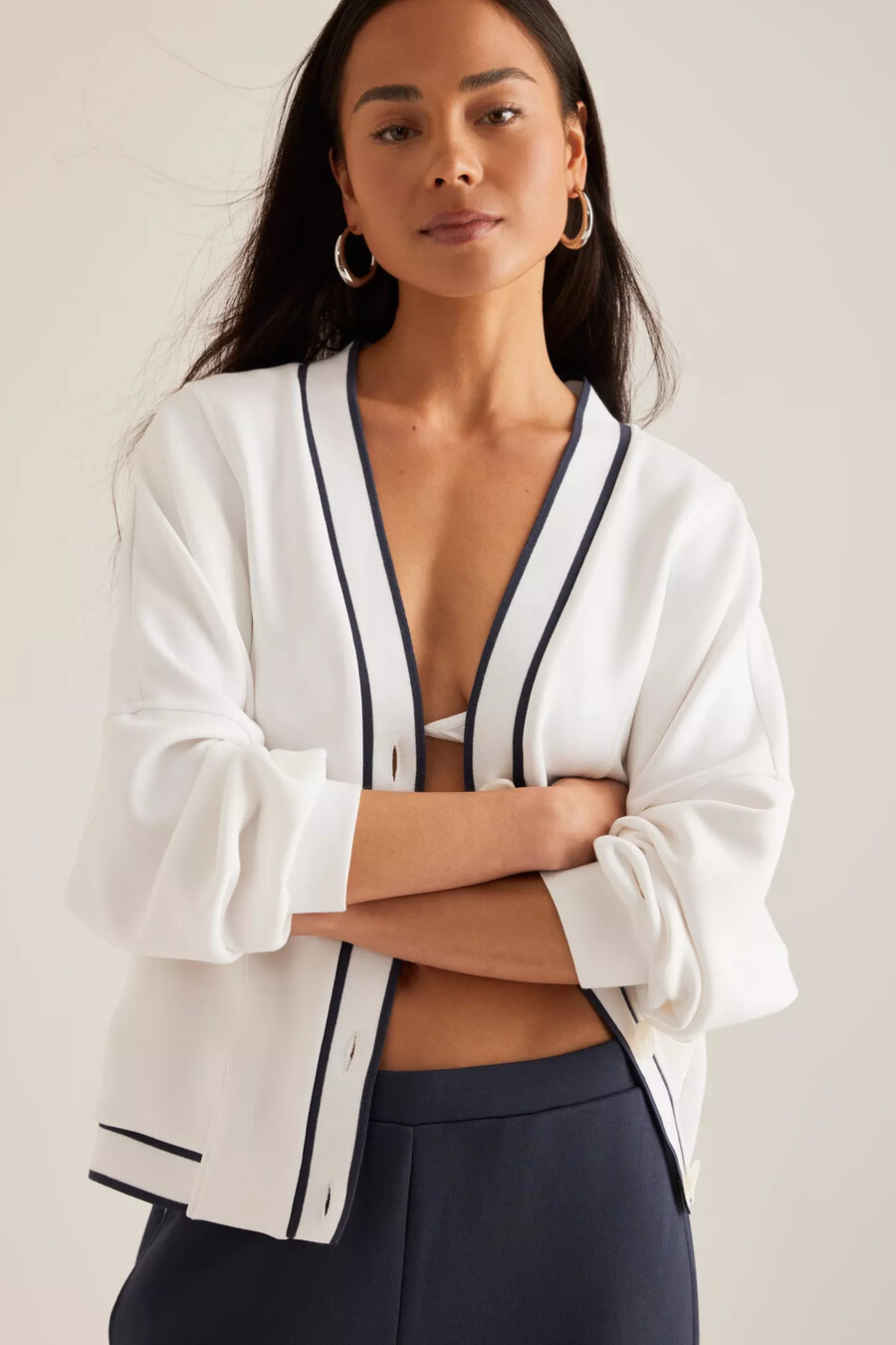 cardigan con profili a contrasto varley decker
