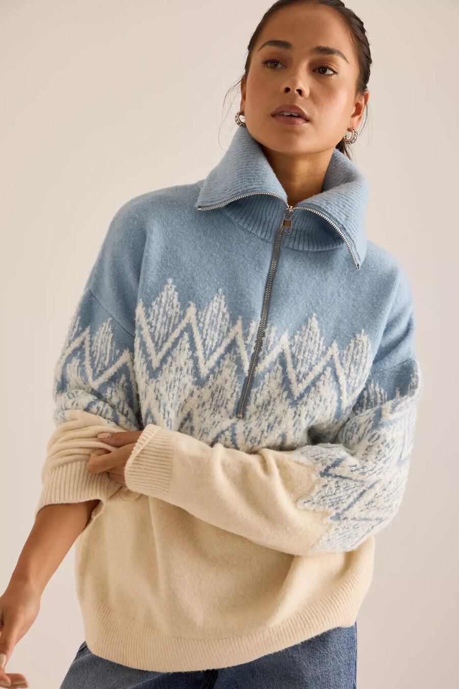 maglione varley hedda fairisle con mezza zip