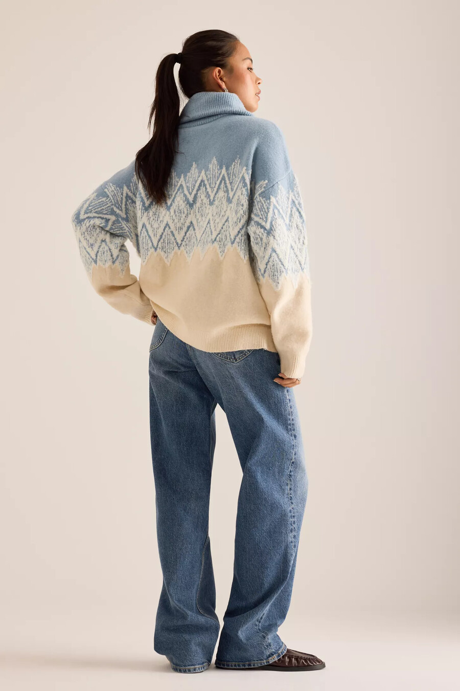 maglione varley hedda fairisle con mezza zip
