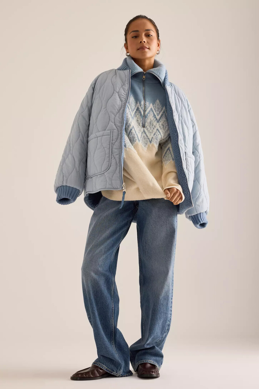 maglione varley hedda fairisle con mezza zip