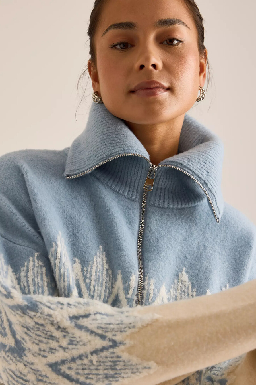 maglione varley hedda fairisle con mezza zip