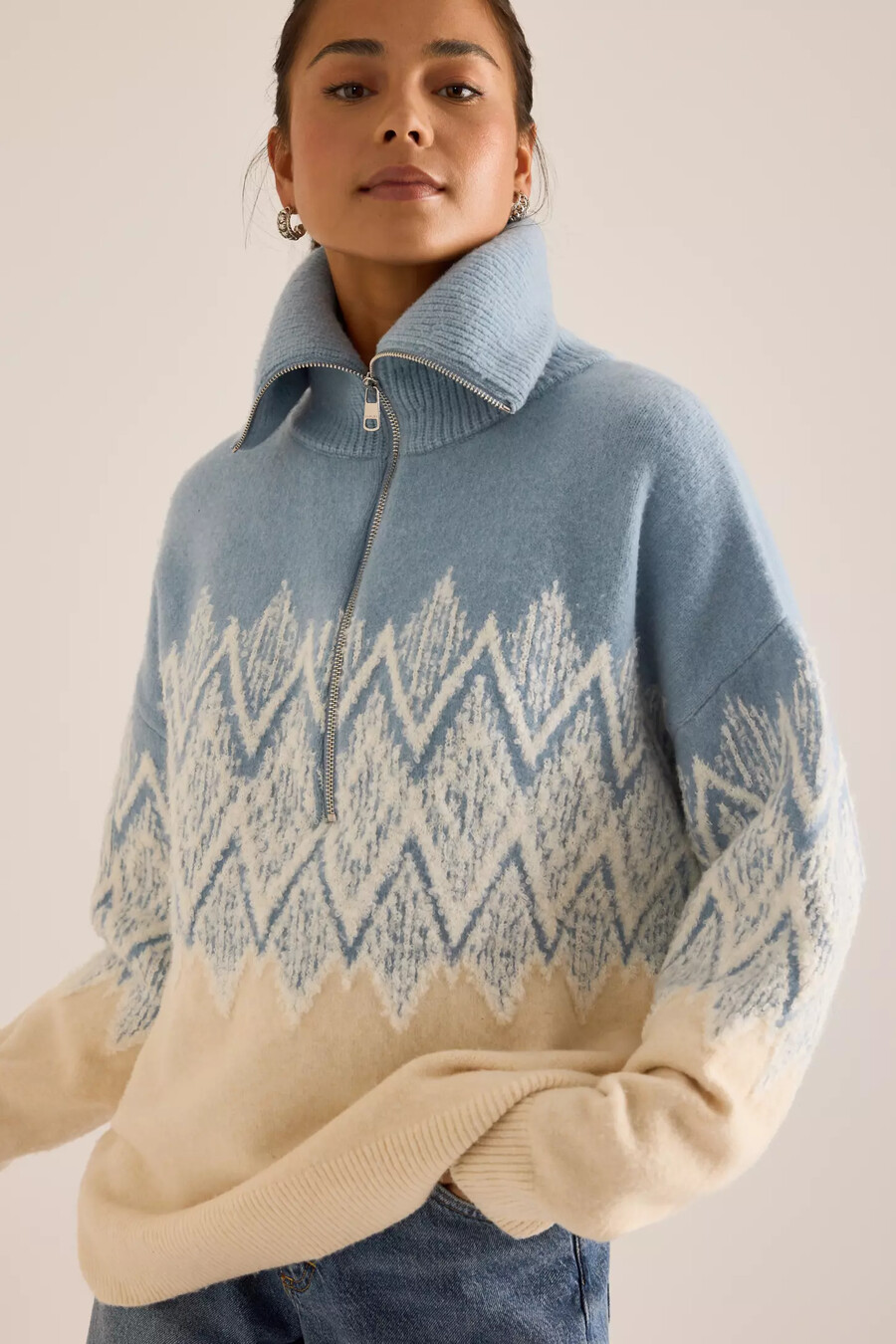 maglione varley hedda fairisle con mezza zip