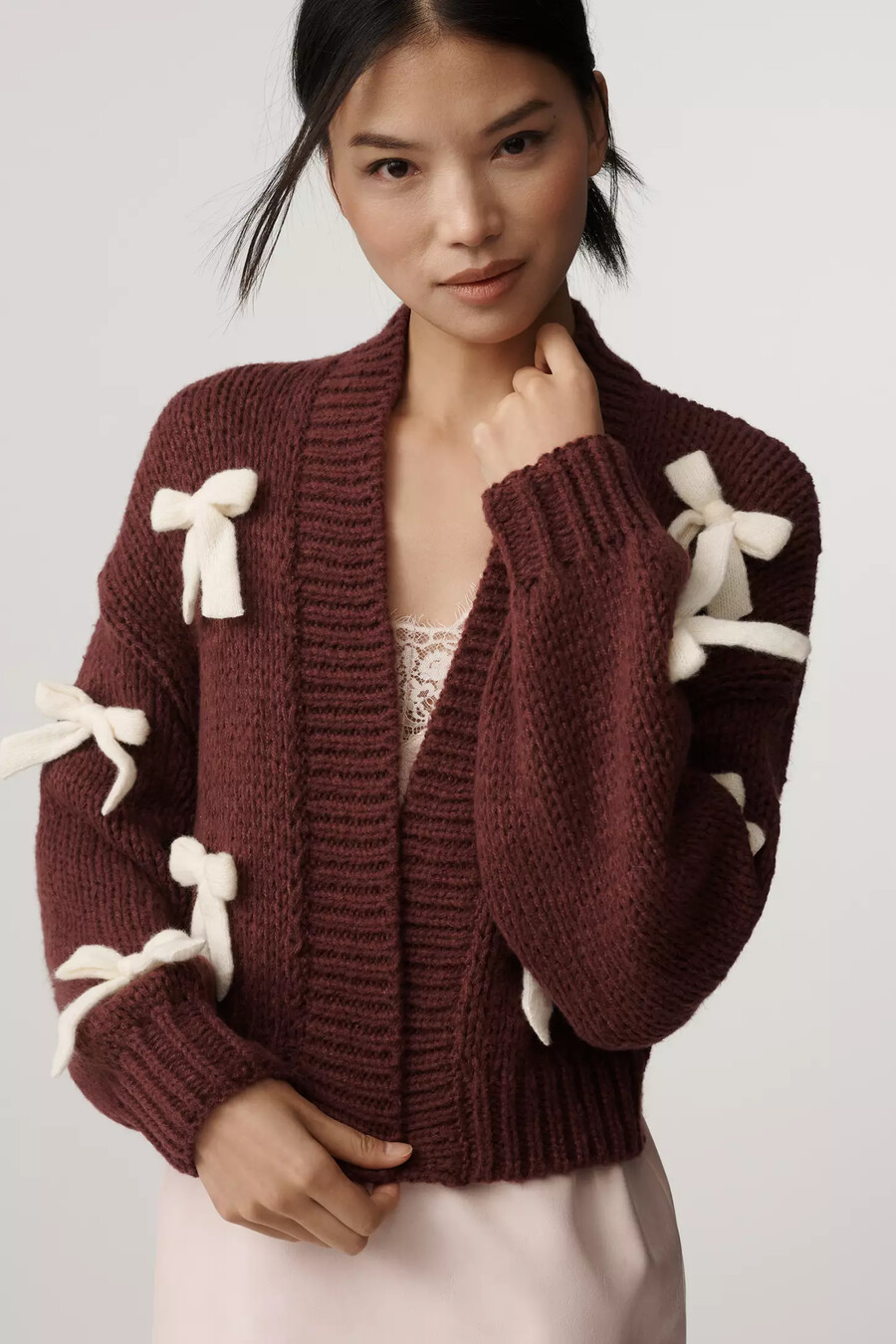 cardigan corto con fiocco 3d alicia di maeve