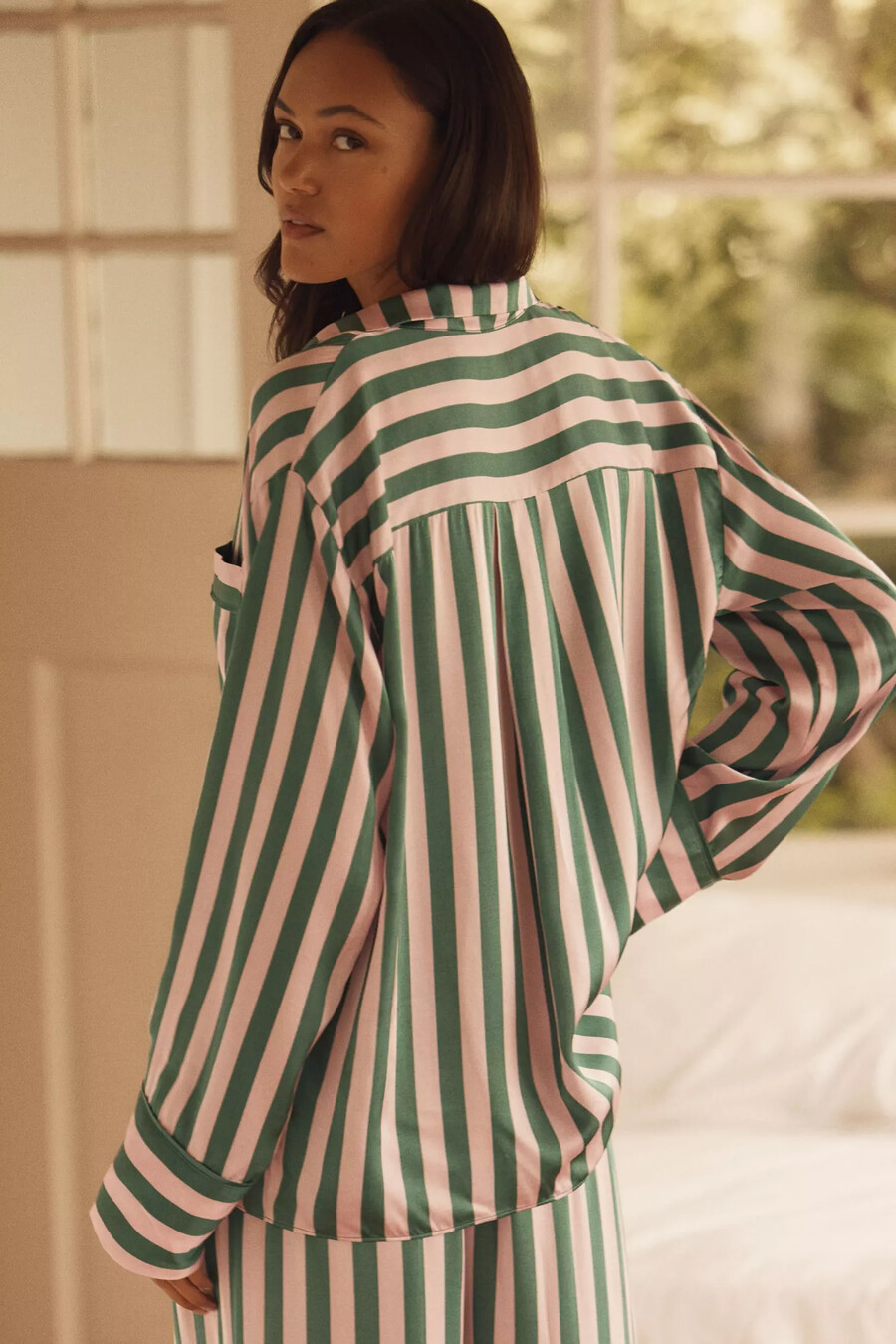 camicia da pigiama oversize con bottoni sul davanti di anthropologie