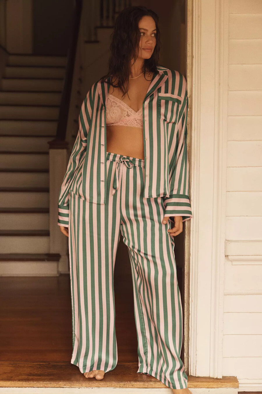 camicia da pigiama oversize con bottoni sul davanti di anthropologie