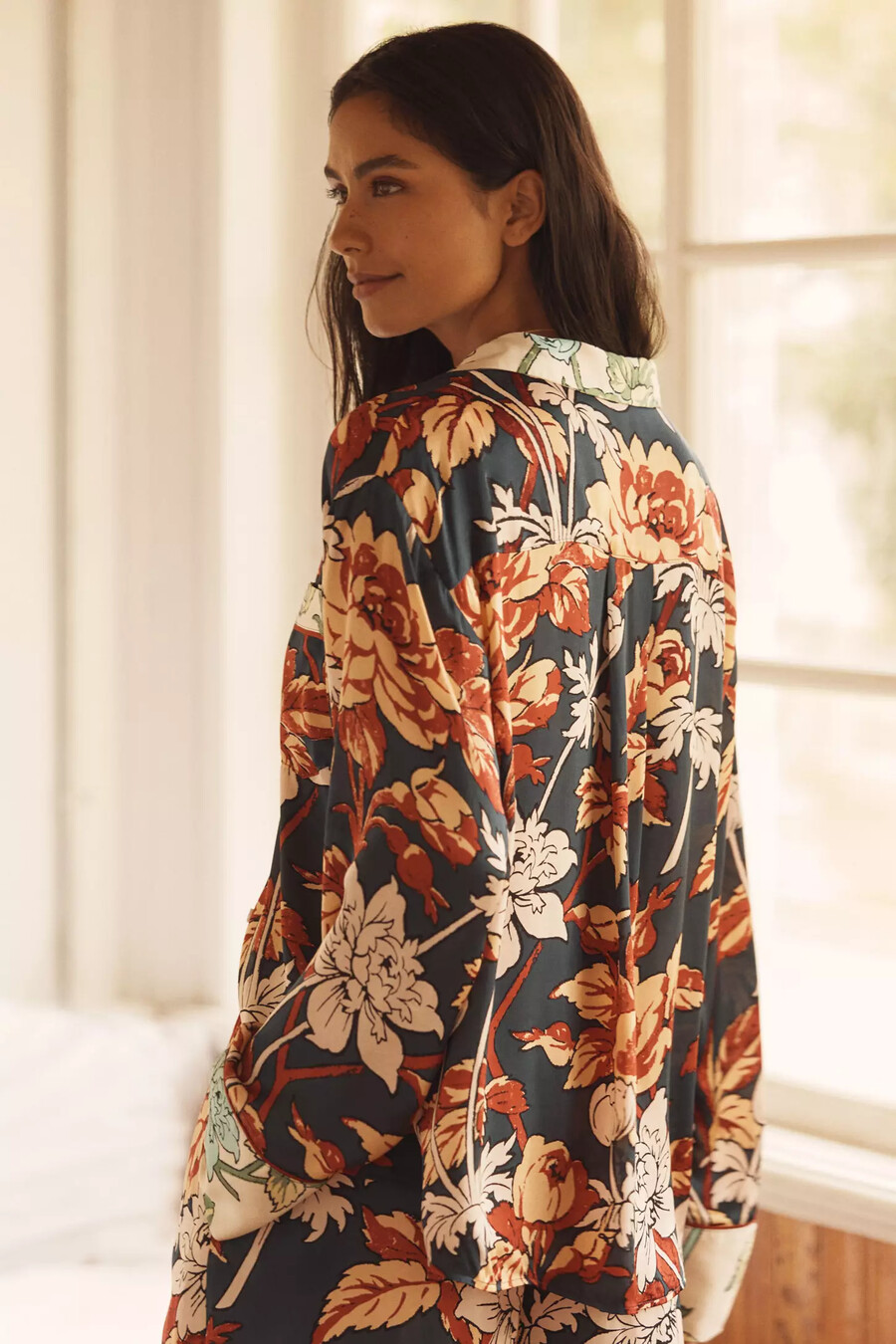 camicia da pigiama oversize con bottoni sul davanti di anthropologie