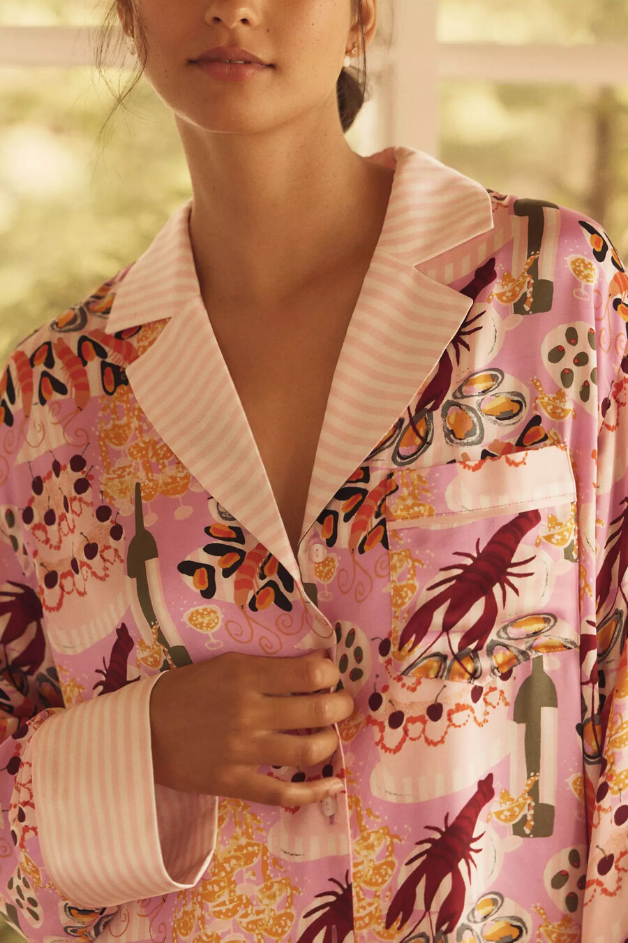 camicia da pigiama oversize con bottoni sul davanti di anthropologie
