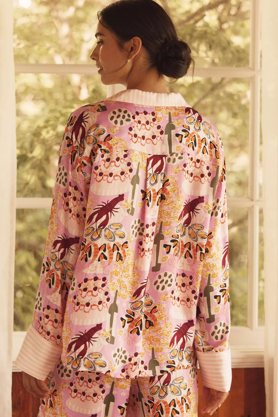 camicia da pigiama oversize con bottoni sul davanti di anthropologie