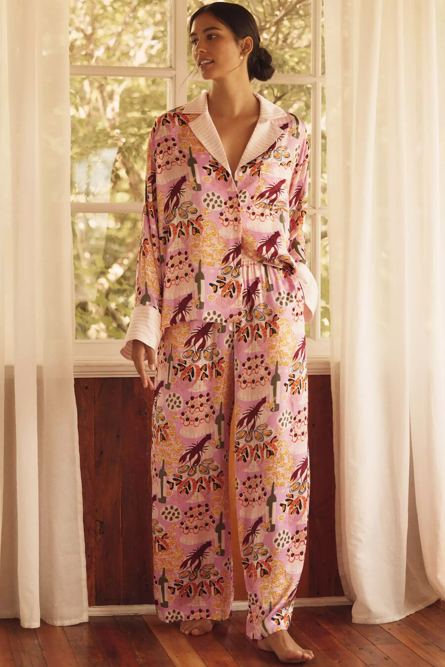camicia da pigiama oversize con bottoni sul davanti di anthropologie