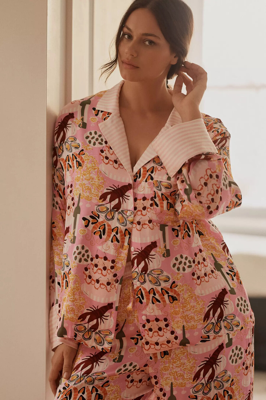 camicia da pigiama oversize con bottoni sul davanti di anthropologie