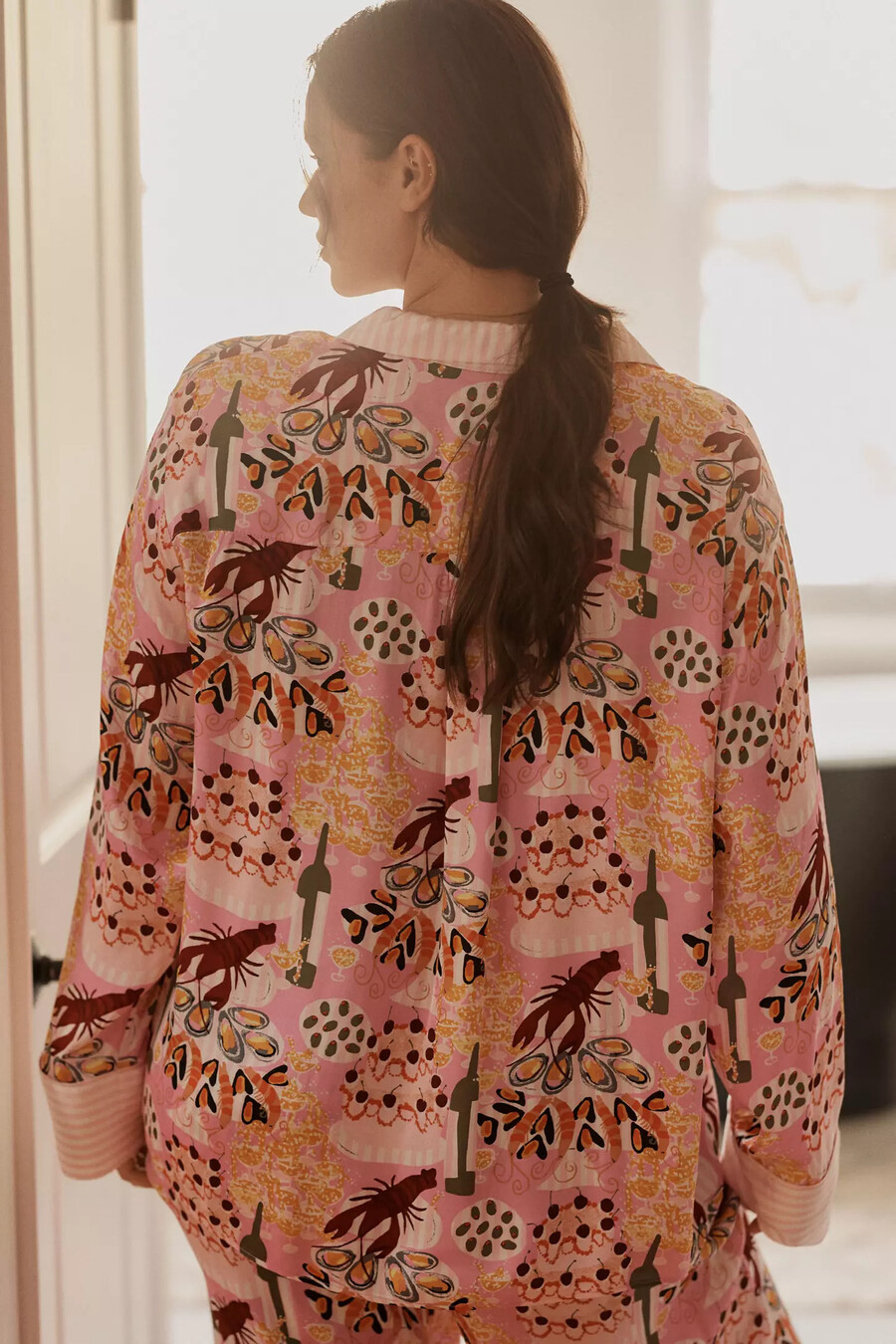 camicia da pigiama oversize con bottoni sul davanti di anthropologie