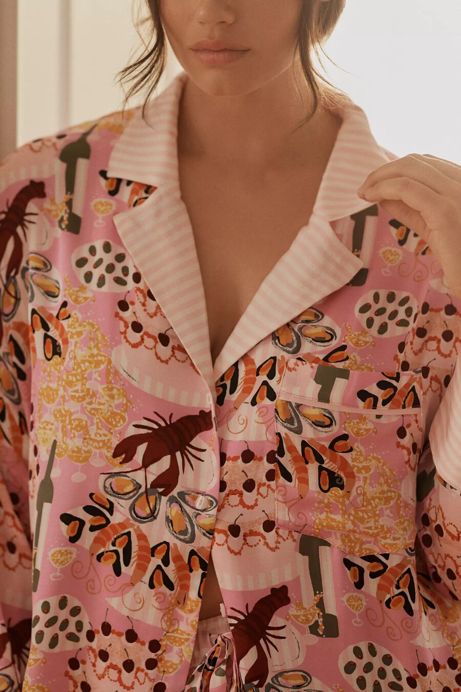 camicia da pigiama oversize con bottoni sul davanti di anthropologie