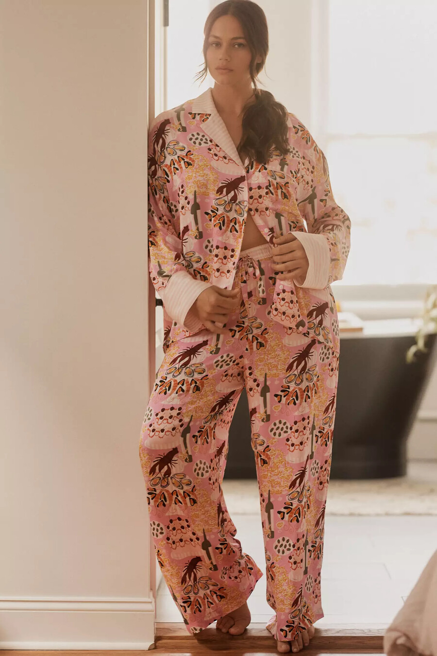camicia da pigiama oversize con bottoni sul davanti di anthropologie
