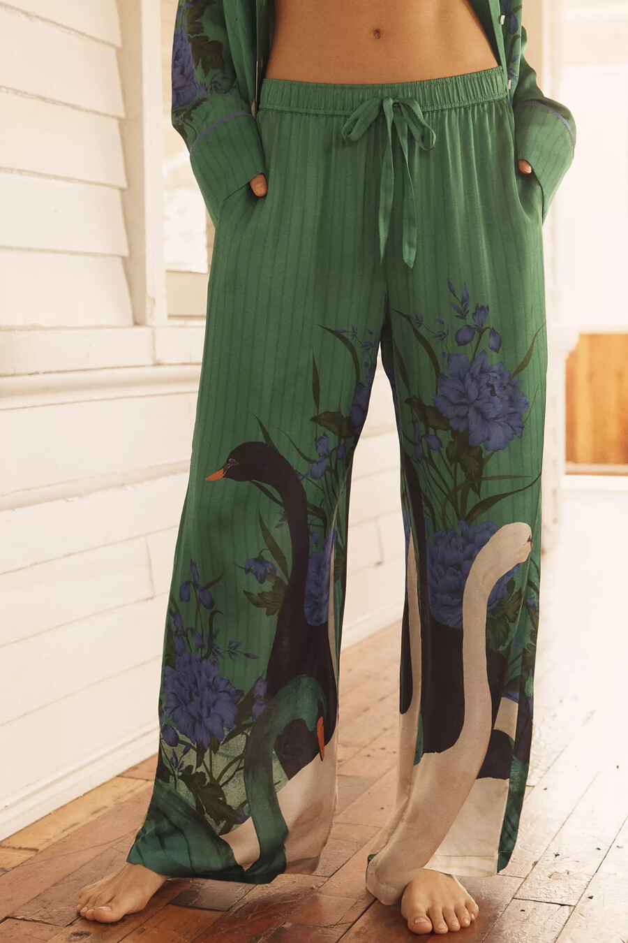 pantaloni del pigiama in seta di anthropologie