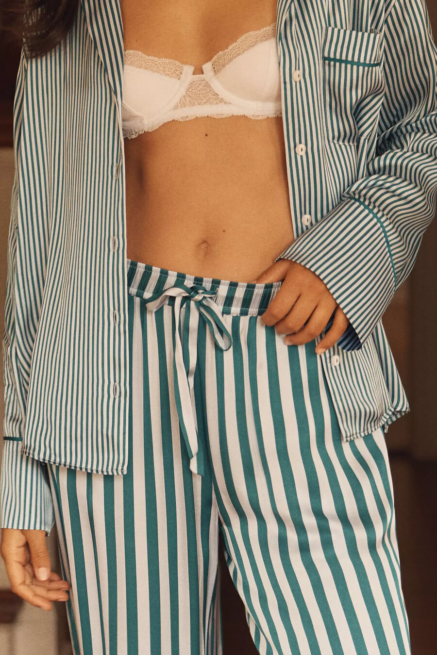 pantaloni del pigiama in seta di anthropologie