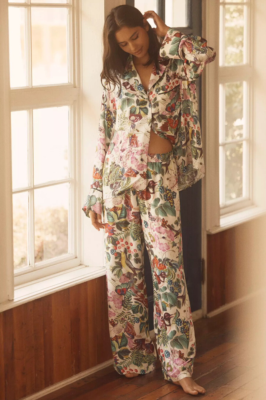 pantaloni del pigiama in seta di anthropologie