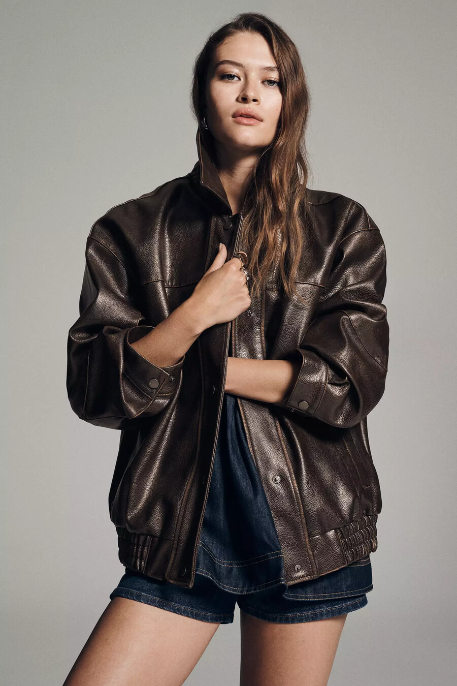 giacca in similpelle lavata oversize pilcro