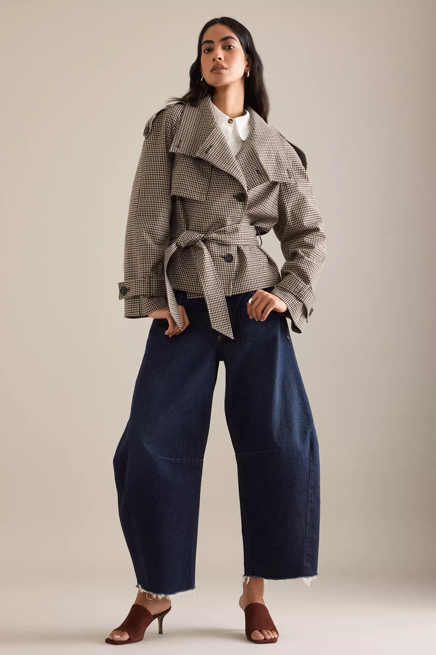 trench corto a quadri di anthropologie