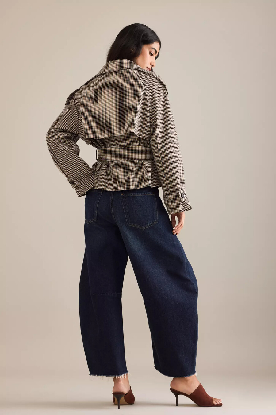 trench corto a quadri di anthropologie
